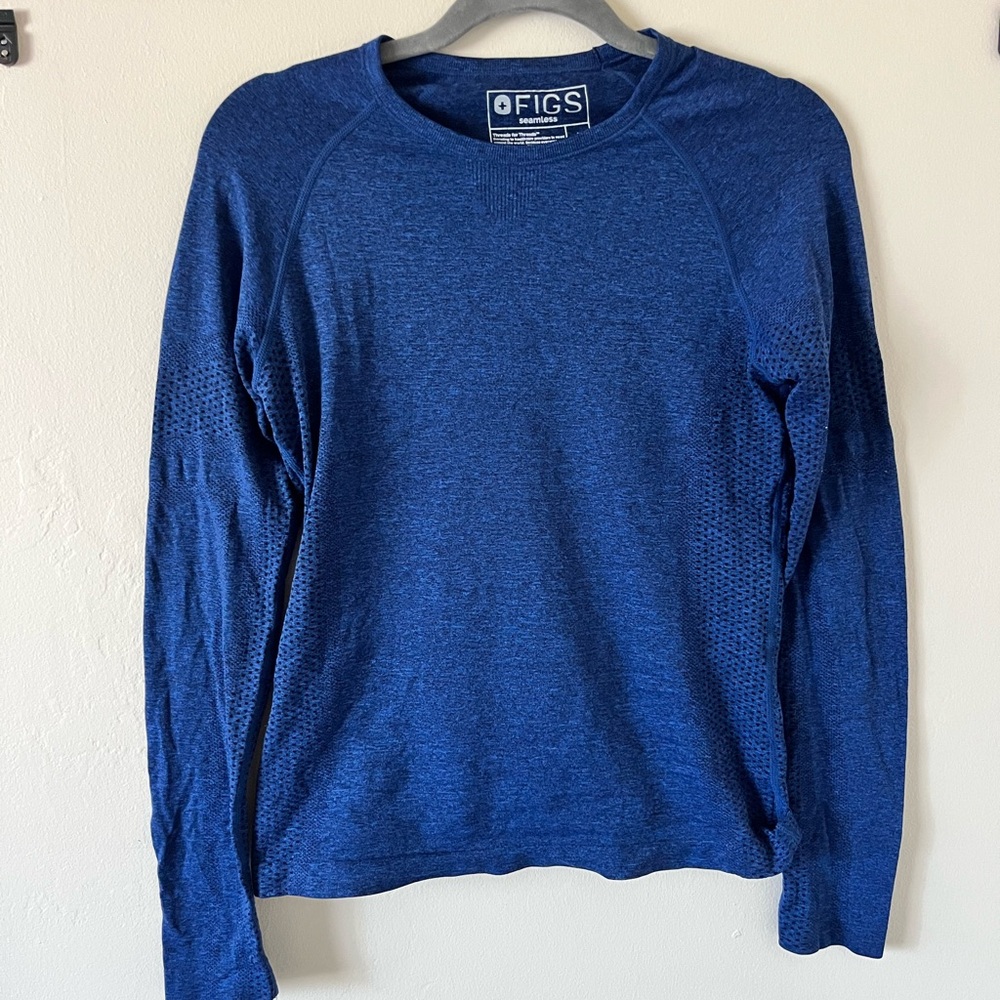 Figs Seamless Heather Blue Top